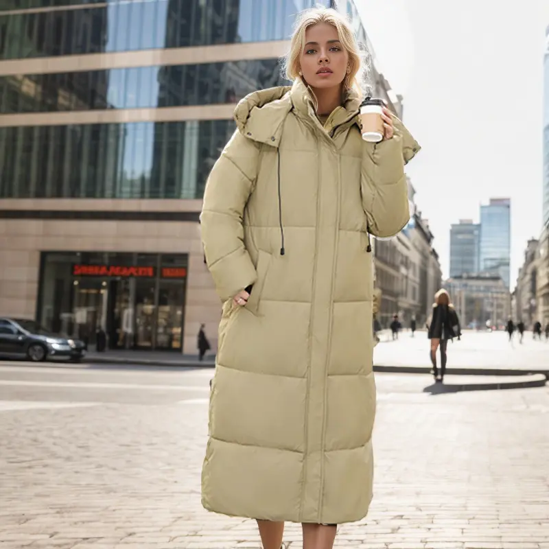 2025 Winter New Down Cotton Parkas Padded Jacket Female X-Long Over The Knee Large Quilt Loose Parkas Coat Padded Jacket