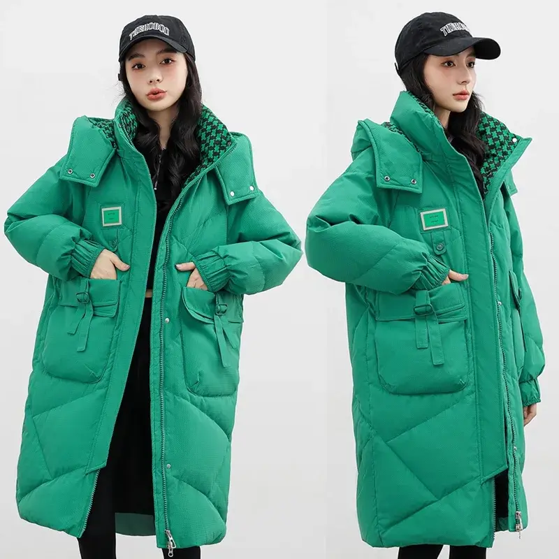 Women's Coat 2024 Winter New Cotton Jacket Women Windbreak Hooded Warm Parkas Loose Thicken Bread Jackets Long Casual Overcoat