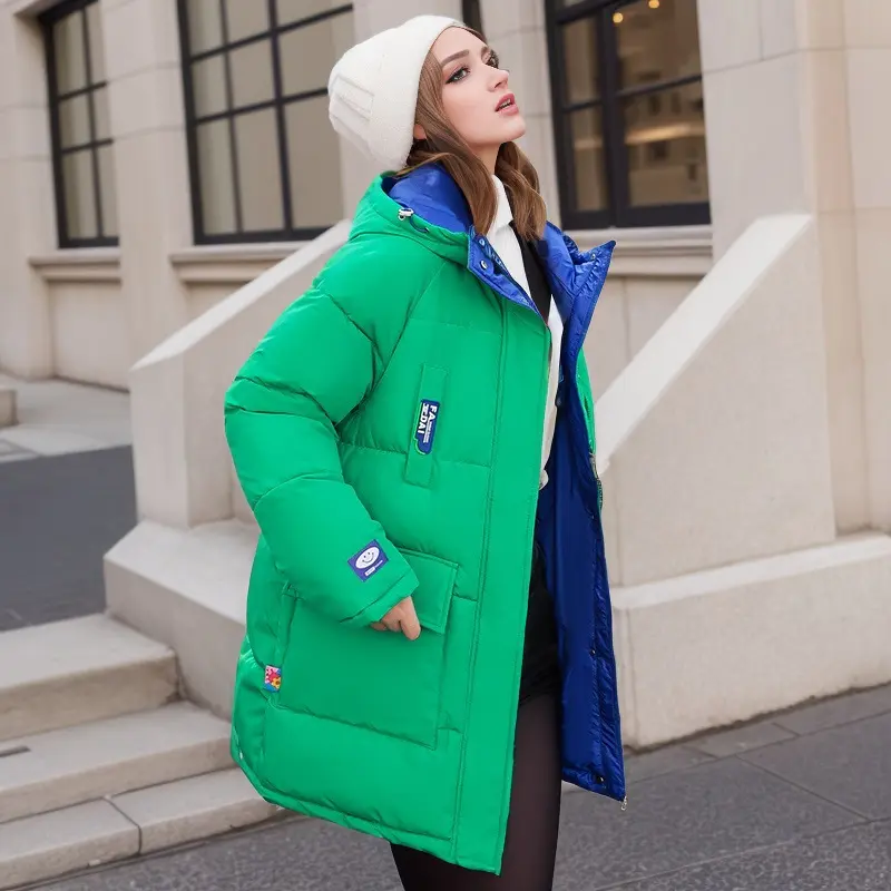 Double-sided Wear Down Cotton Parkas Jacket Female Winter Long Padded Jacket 2023 Korean Version of Loose BF Parkas Jacket