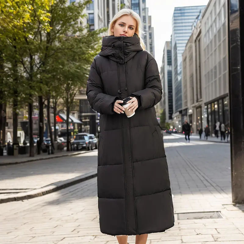 2025 Winter New Down Cotton Parkas Padded Jacket Female X-Long Over The Knee Large Quilt Loose Parkas Coat Padded Jacket