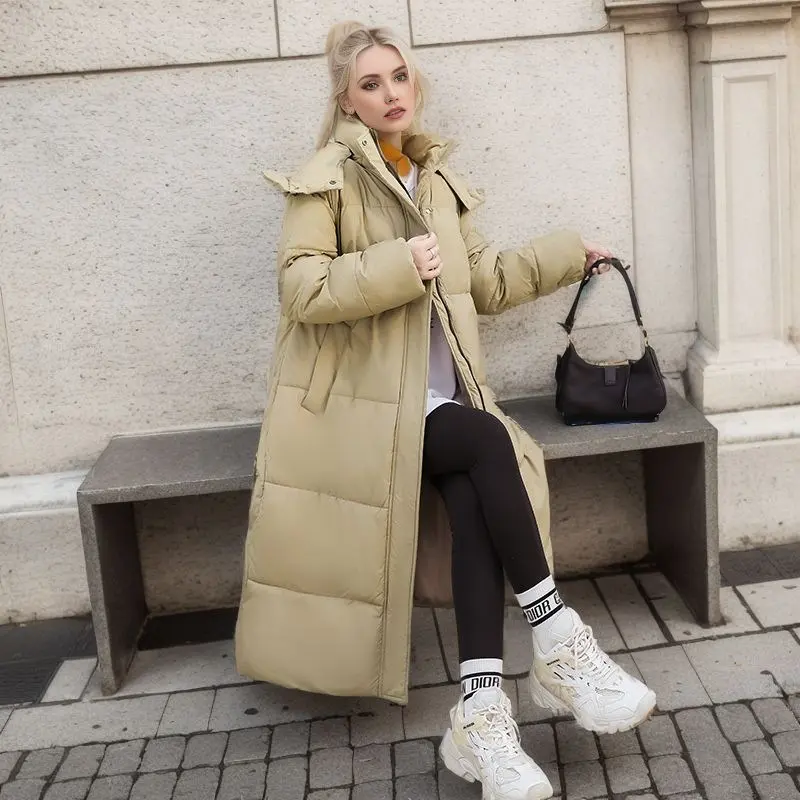 2025 Winter New Down Cotton Parkas Padded Jacket Female X-Long Over The Knee Large Quilt Loose Parkas Coat Padded Jacket