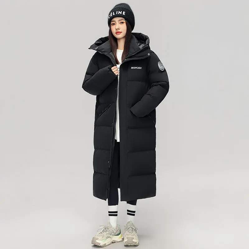 Women Men New Down Jacket Long Down Coat Couple Windproof Hooded Sportswear Over The Knee Long Puffer Jacket Parkas Coats