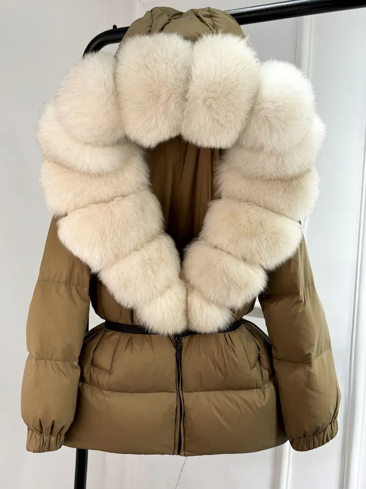Janveny 2025 Winter Puffer Jacket Women Real Fox Fur Hooded Thick Warm 90% White Duck Down Coat Female Parkas Waterproof