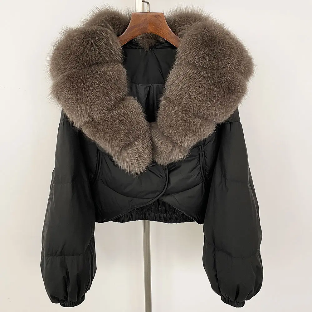 OFTBUY Luxury 2025 Winter 90% White Duck Down Jacket Real Fur Coat Women Super Big Natural Fox Fur Collar Female Puffer Parkas