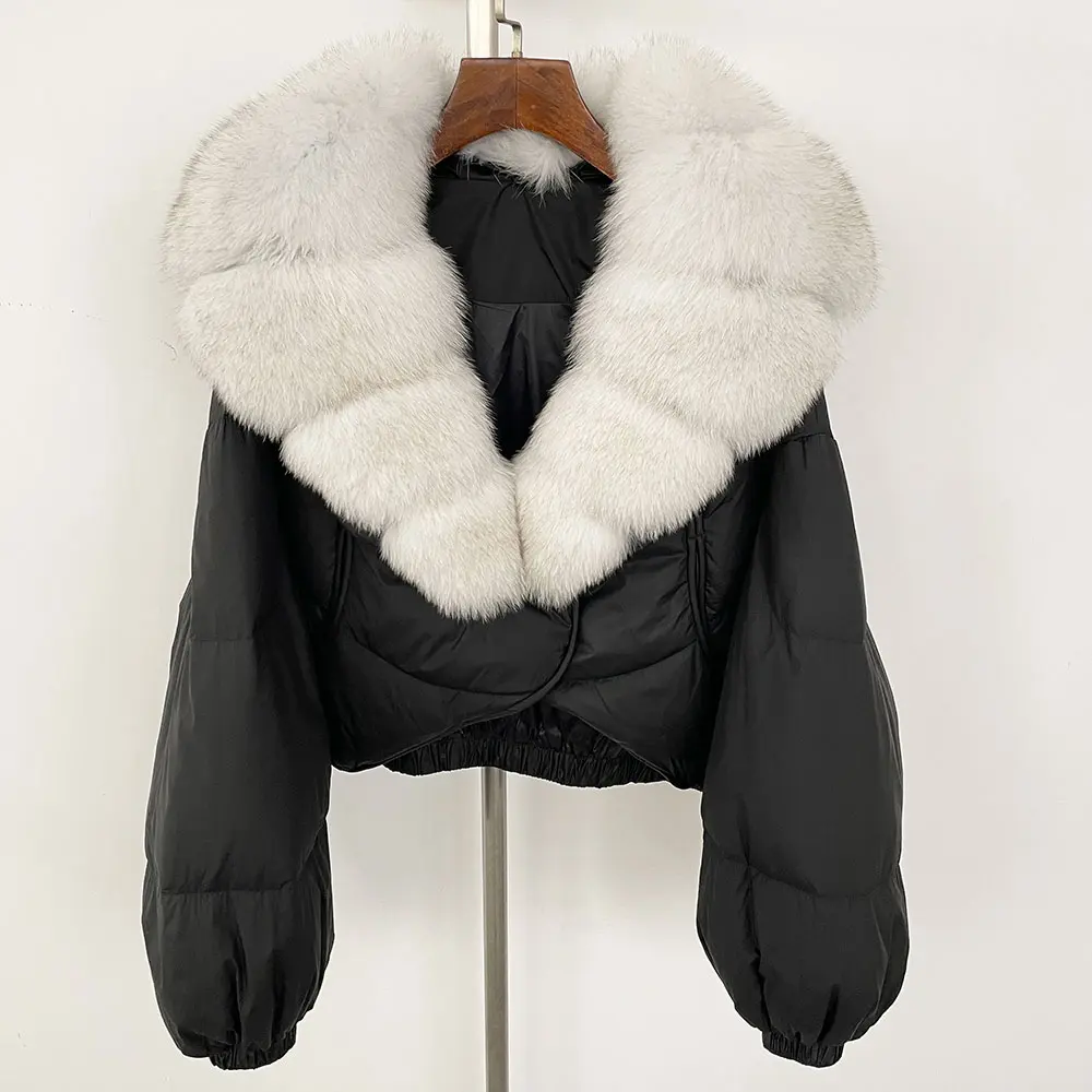 OFTBUY Luxury 2025 Winter 90% White Duck Down Jacket Real Fur Coat Women Super Big Natural Fox Fur Collar Female Puffer Parkas
