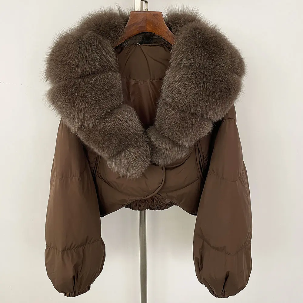 OFTBUY Luxury 2025 Winter 90% White Duck Down Jacket Real Fur Coat Women Super Big Natural Fox Fur Collar Female Puffer Parkas