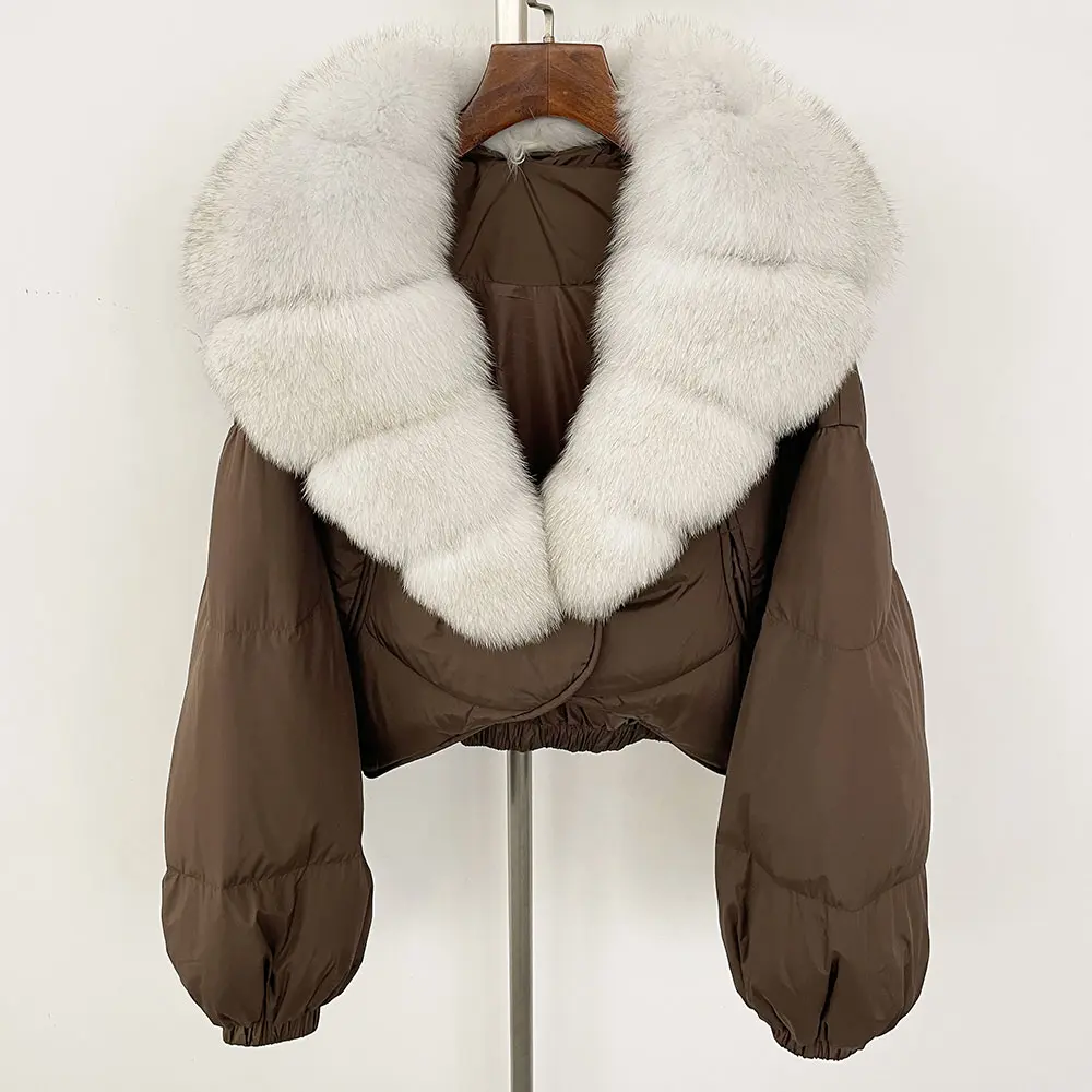 OFTBUY Luxury 2025 Winter 90% White Duck Down Jacket Real Fur Coat Women Super Big Natural Fox Fur Collar Female Puffer Parkas