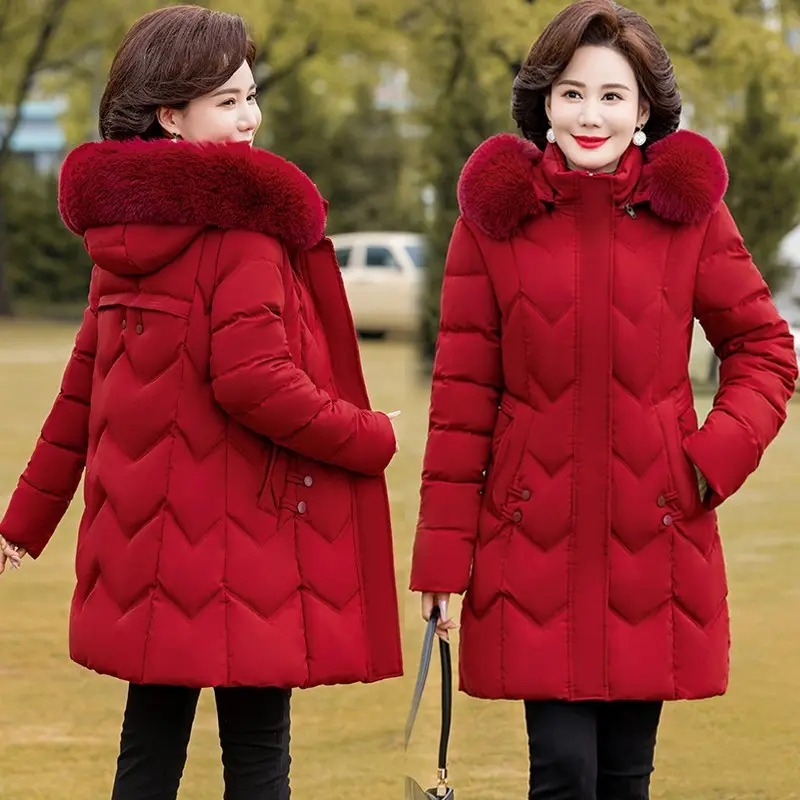 Overcoat Parka Down Cotton-Padded Jacket Medium Long Winter Coat Add Velvet Cotton-Padded Jacket Fashion Ladies Outerwear