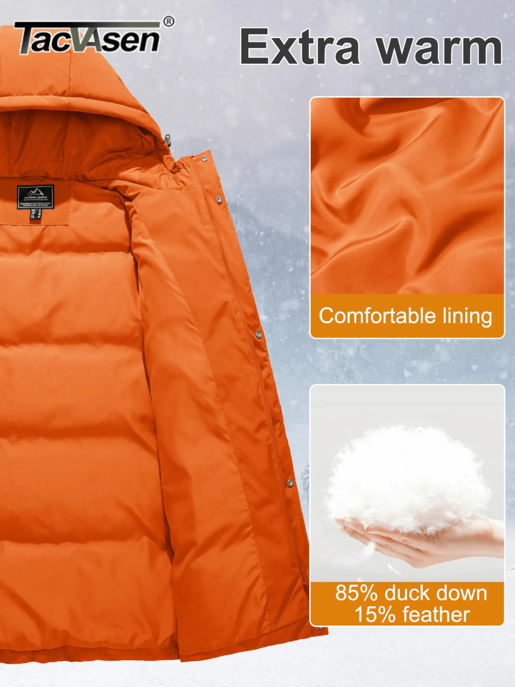 TACVASEN Winter Quilted Duck Feather Down Jackets Womens Padded Puffer Warm Hooded Long Coats Thermal Waterproof Thick Outerwear