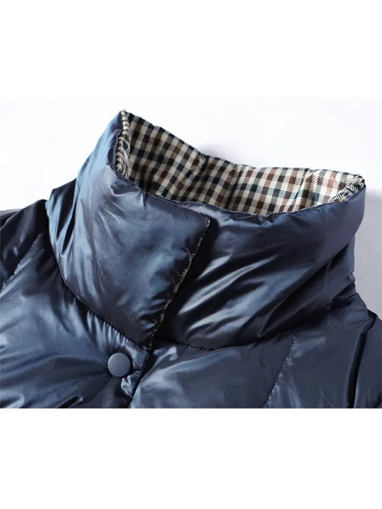 SEDUTMO Winter Long Down Jackets Women Ultra Light Plaid Coat Autumn Double Sided Oversize Quilted Puffer Jacket ED1184