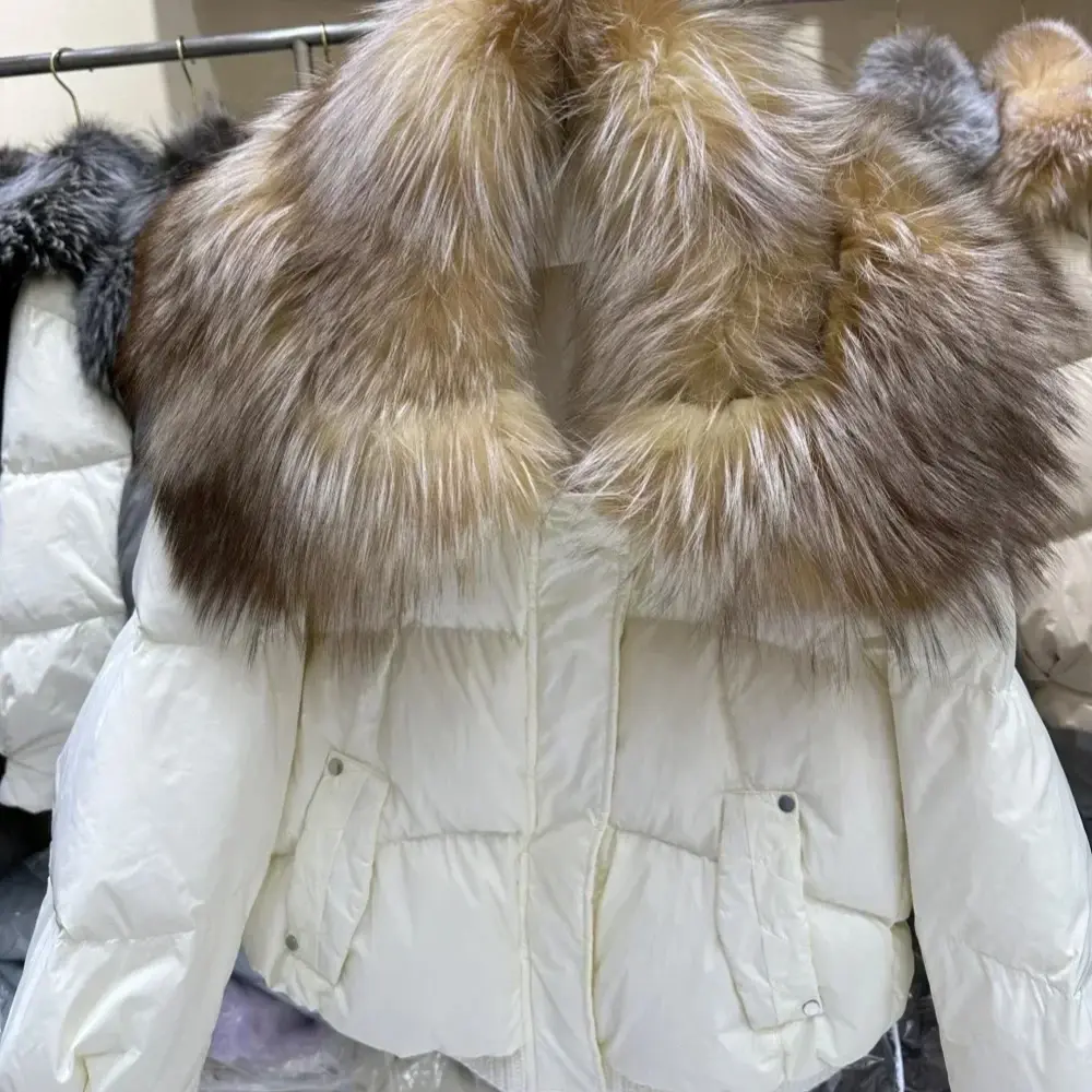 White Duck Down Jacket Women Winter Down Coat Autumn Thick Short Fashion Young New European Fashion Fur Coat Real Fox Fur Collar