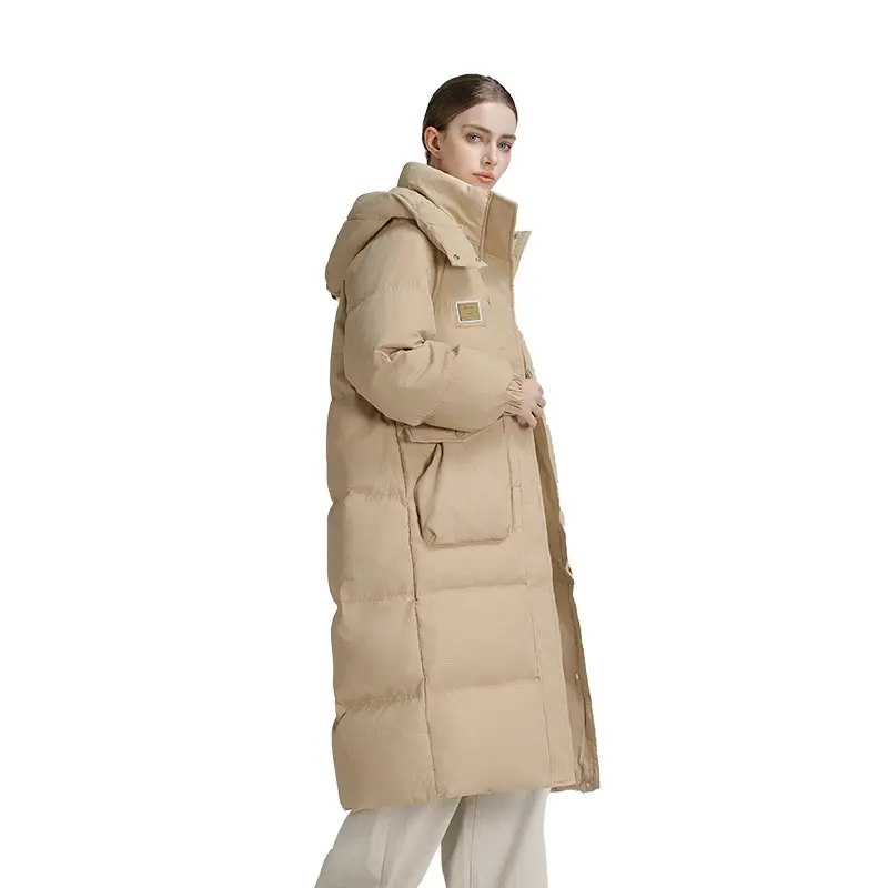 CLARKE QUEEN 2025 Winter Jacket for Women White Duck Down Coat Long Casual Thickened Fitted Light Weight Padded Puffer Hooded