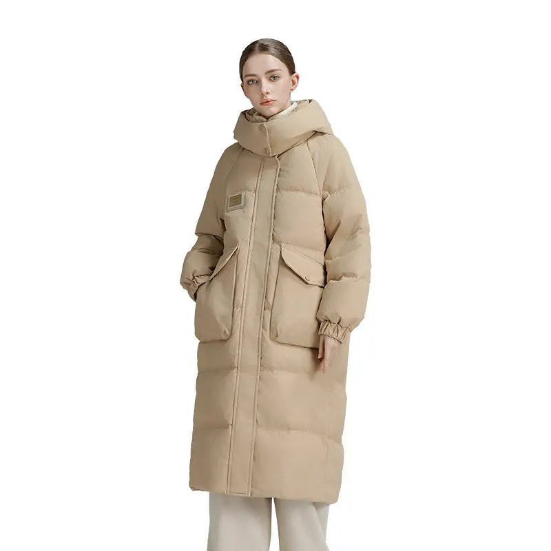 CLARKE QUEEN 2025 Winter Jacket for Women White Duck Down Coat Long Casual Thickened Fitted Light Weight Padded Puffer Hooded