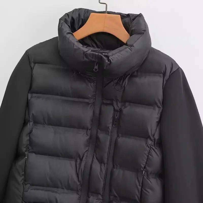 Winter Women Parkas Stand Collar Zipper Closure Coat Jacket Elegant Long Sleeves Windproof Heat Retention Padded Down Coat