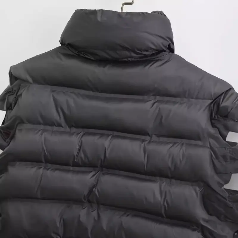 Winter Women Parkas Stand Collar Zipper Closure Coat Jacket Elegant Long Sleeves Windproof Heat Retention Padded Down Coat
