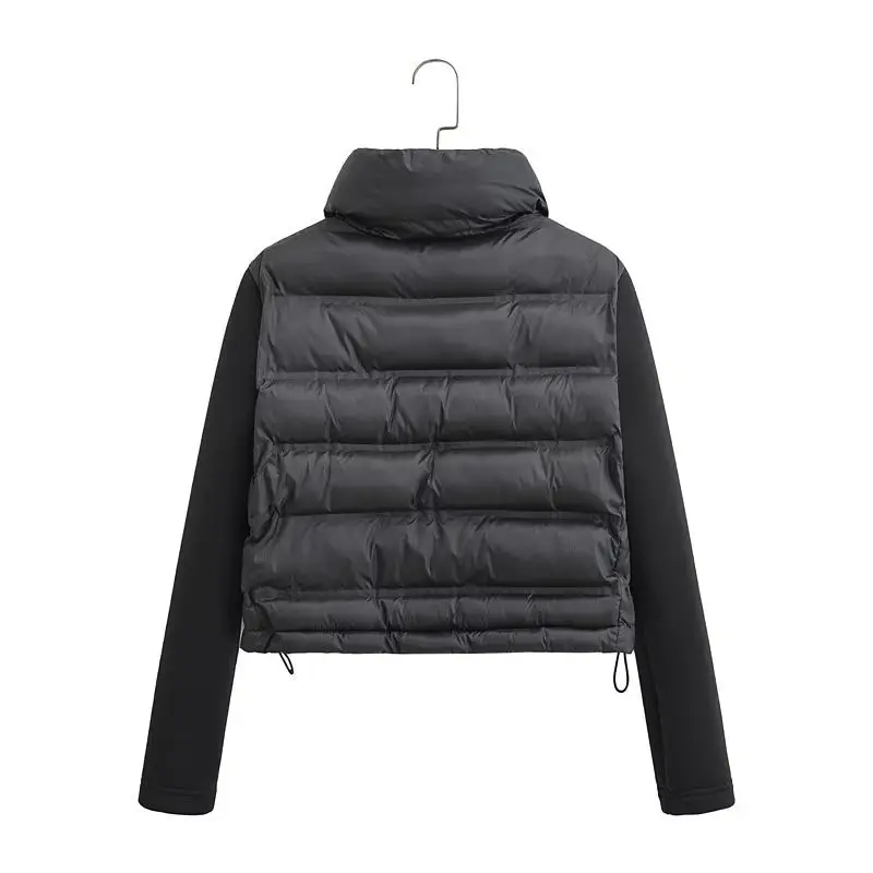 Winter Women Parkas Stand Collar Zipper Closure Coat Jacket Elegant Long Sleeves Windproof Heat Retention Padded Down Coat