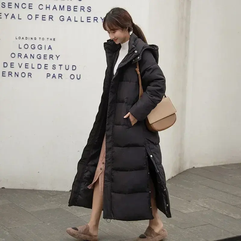Autumn Winter Long Parker Coat Jacket 2025 Women Thick Warm Coats Woven Block Trend Hooded Jackets Maxi Coat Parkas Coat