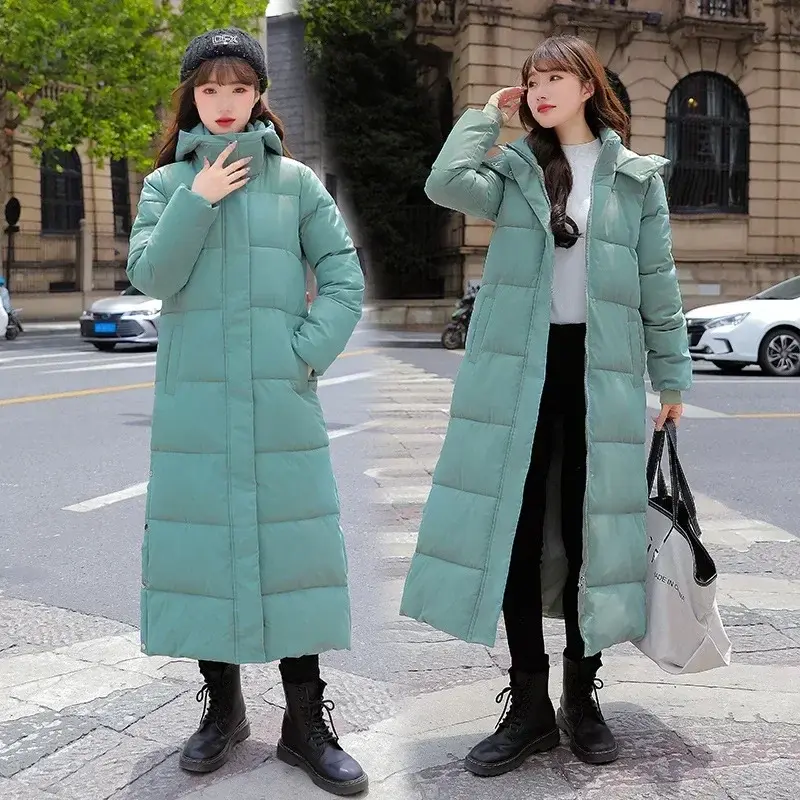 Autumn Winter Long Parker Coat Jacket 2025 Women Thick Warm Coats Woven Block Trend Hooded Jackets Maxi Coat Parkas Coat