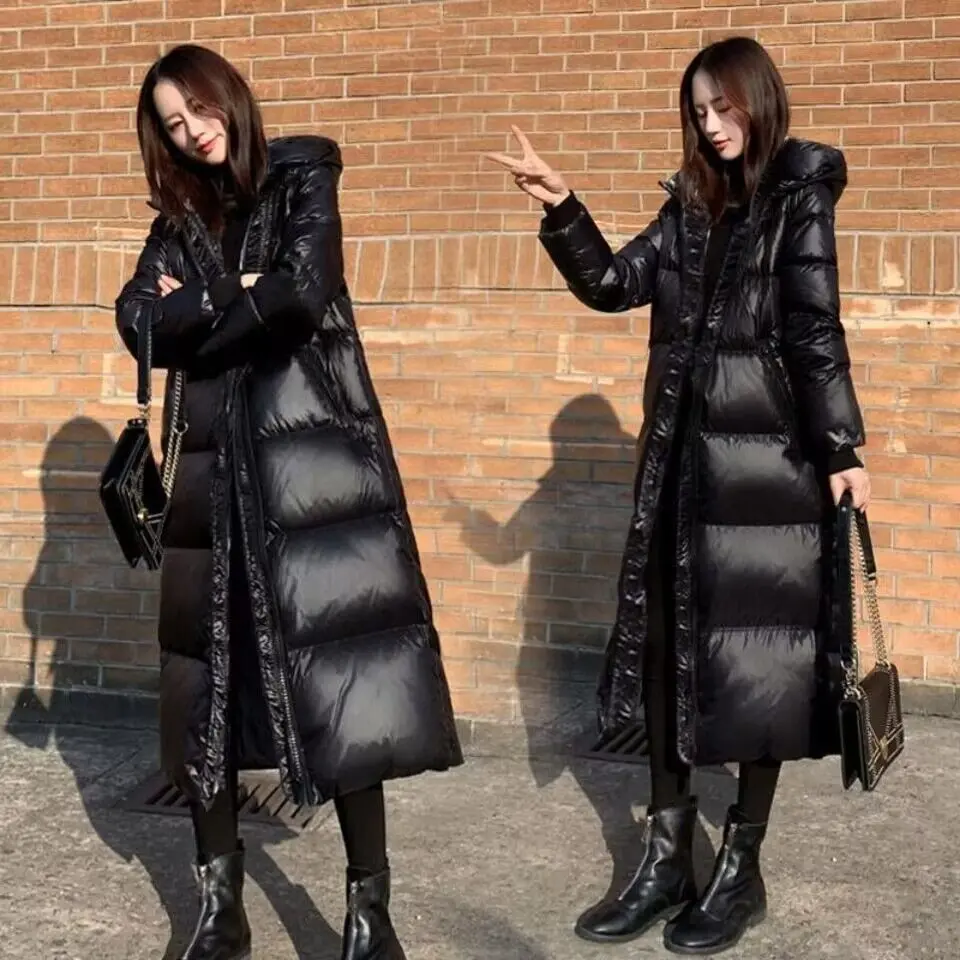 2025 New Winter Over The Knee Warm Jacket Hooded Outwear Female Parka Thick Down Cotton Padded Women Long Cotton Bread Coat 4XL