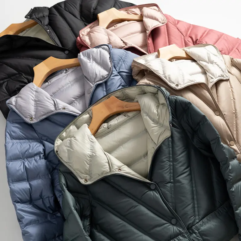 Janveny 2025 Winter Women Lightweight 90% White Duck Down Coat Warm Double Sided Loose Long Puffer Jacket Pocket Female Parkas
