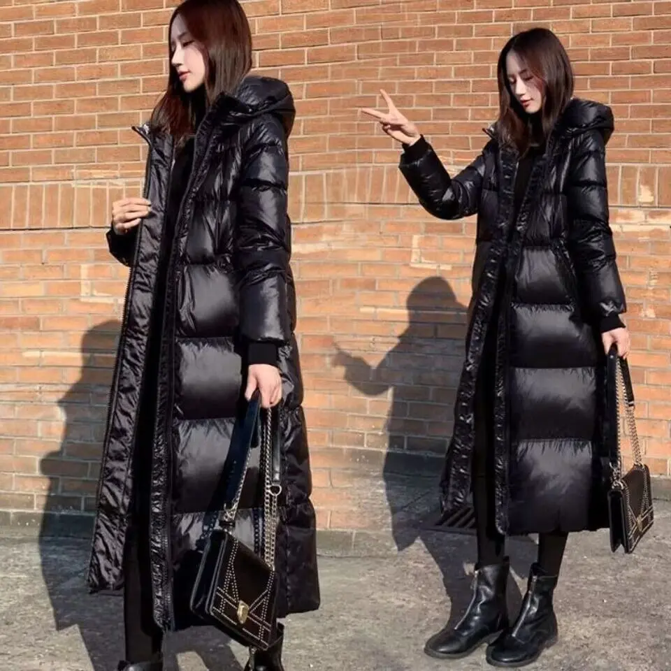 2025 New Winter Over The Knee Warm Jacket Hooded Outwear Female Parka Thick Down Cotton Padded Women Long Cotton Bread Coat 4XL