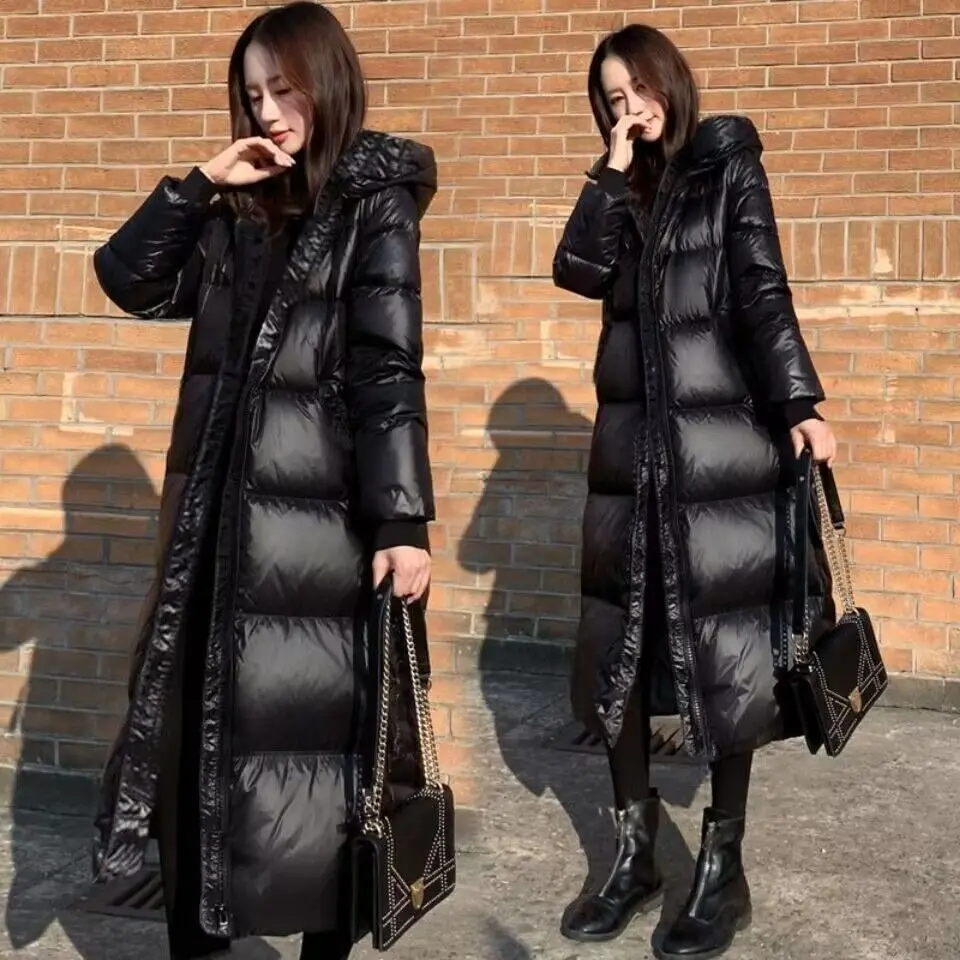 2025 New Winter Over The Knee Warm Jacket Hooded Outwear Female Parka Thick Down Cotton Padded Women Long Cotton Bread Coat 4XL