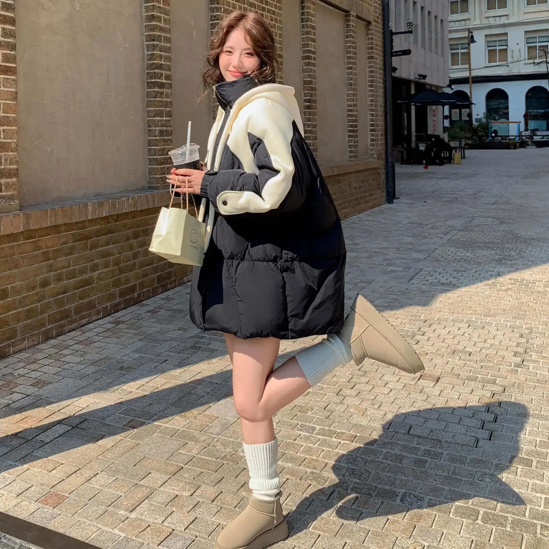 Plus Size Plus Size Down Jacket 2024 New Style Korean Thickened Medium-Length Color Blocking For Winter Thickened Feather Coat