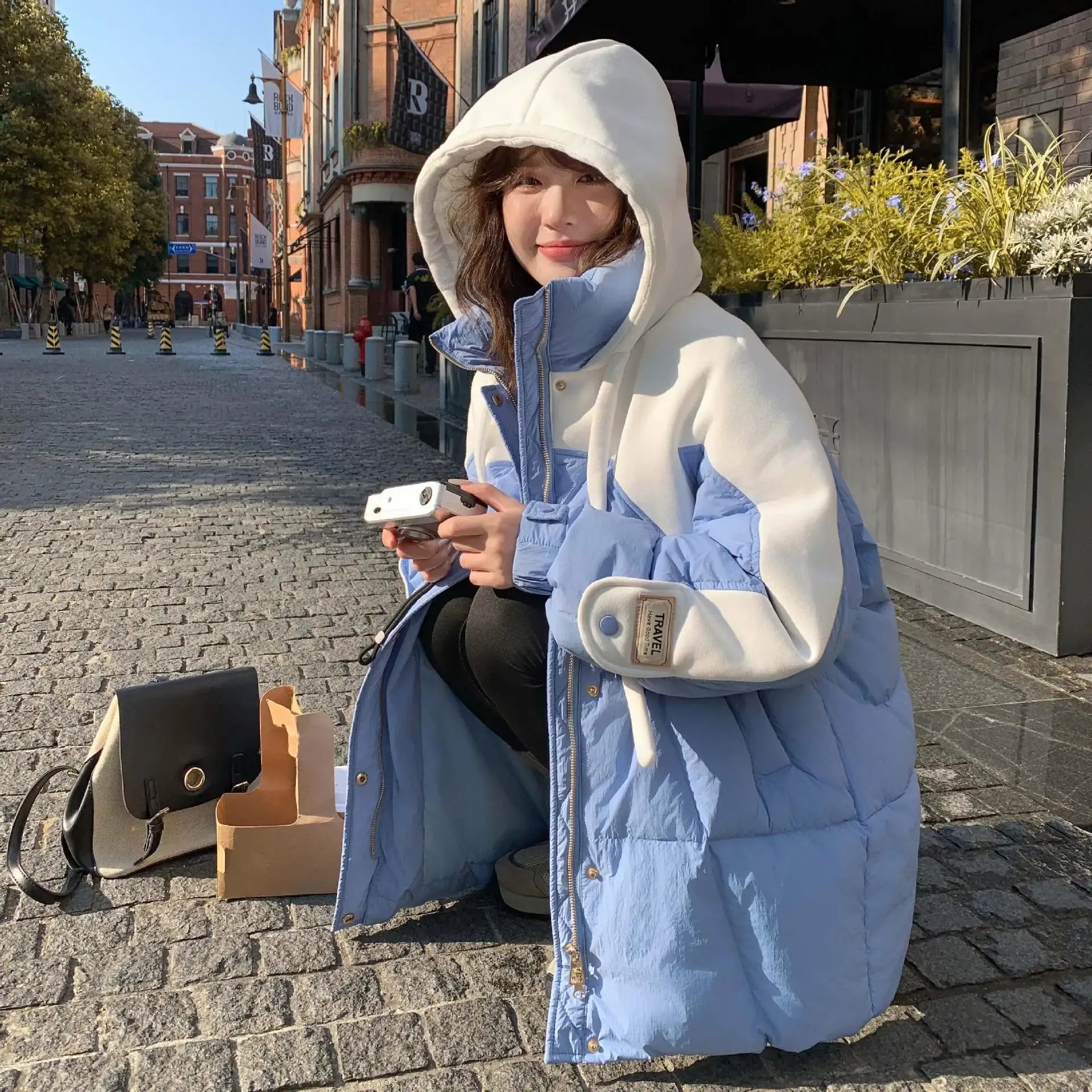 Plus Size Plus Size Down Jacket 2024 New Style Korean Thickened Medium-Length Color Blocking For Winter Thickened Feather Coat