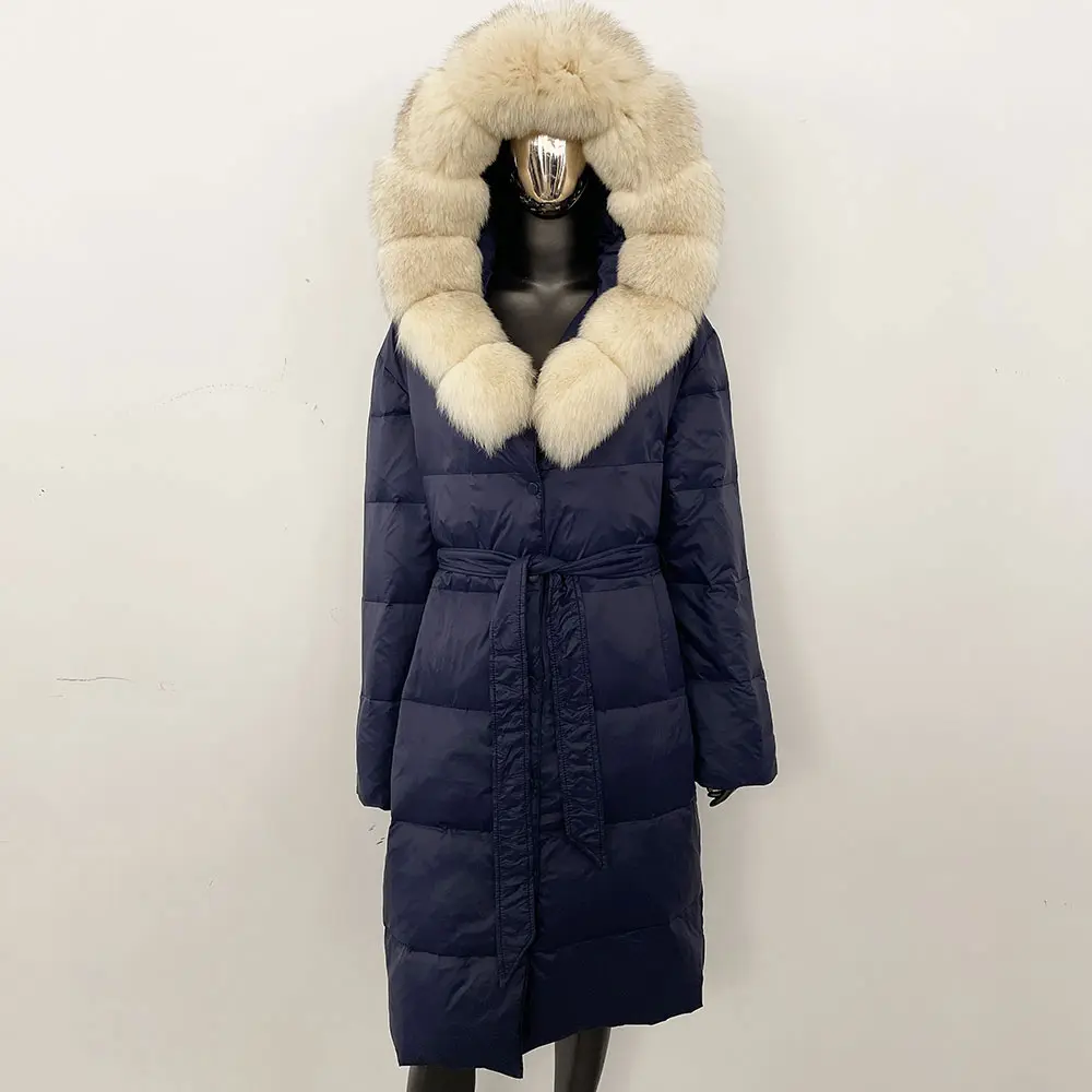 OFTBUY White Duck Down Coat Women Clothing 2025 Winter Natural Raccoon Fur Jacket Long Hooded Real Fox Fur Puffer Jacket Female