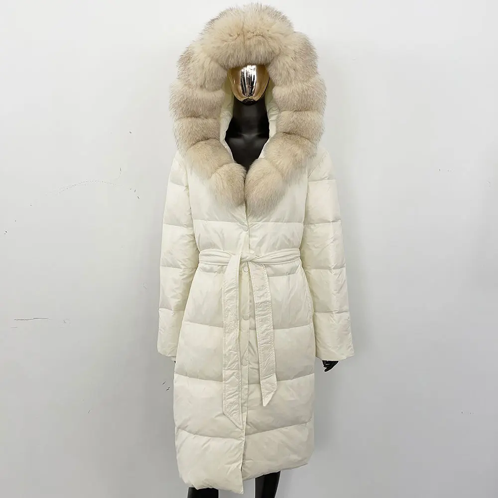 OFTBUY White Duck Down Coat Women Clothing 2025 Winter Natural Raccoon Fur Jacket Long Hooded Real Fox Fur Puffer Jacket Female