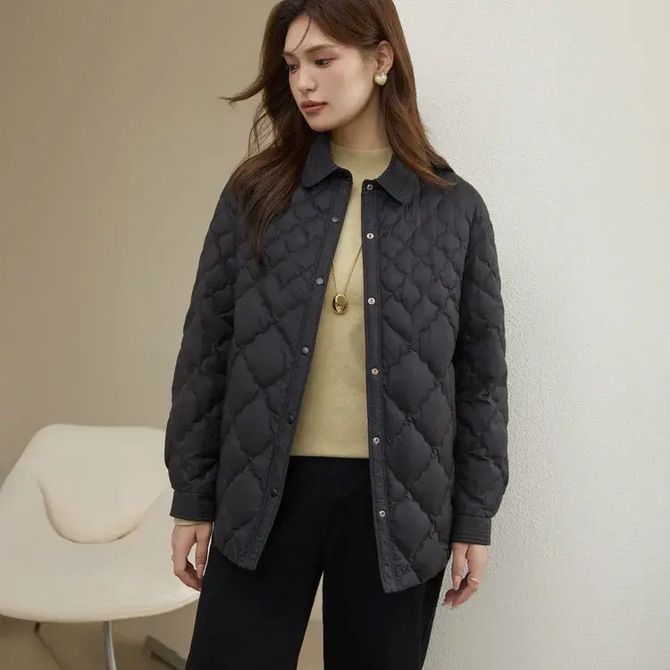 Plus Size Fashionable Plus Size Women's Duck Feather Coat Versatile Lapel Long Sleeve Winter New Arrival 2024 Down Comforter ...