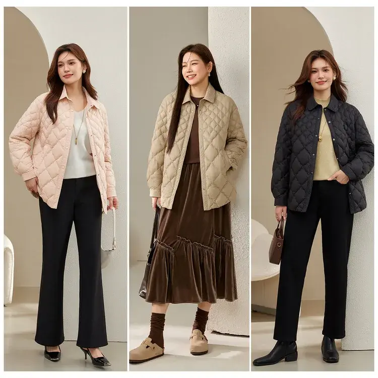 Plus Size Fashionable Plus Size Women's Duck Feather Coat Versatile Lapel Long Sleeve Winter New Arrival 2024 Down Comforter ...