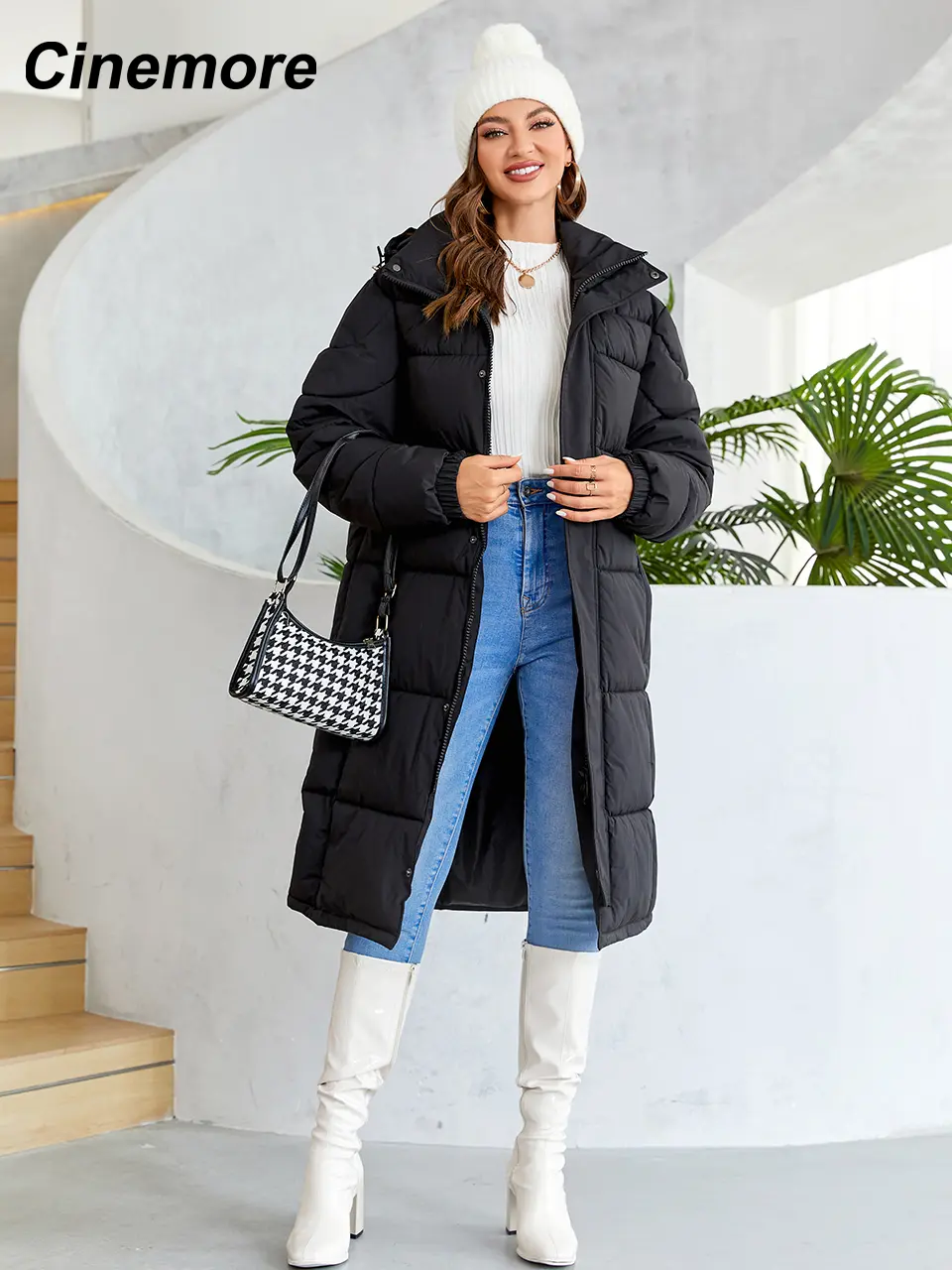 Cinemore Women's Jacket Winter 2023 Warm Long Parkas Hooded Outerwear Female Clothing Fashion Down Jacket Women Coat Unisex