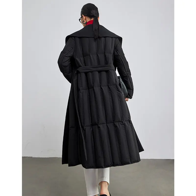 MENINA BONITA 2023 New Winter Women Cashmere Coat Long Filling Goose Down Overcoat Luxury Warm Thick Fashion Double Sided Jacket