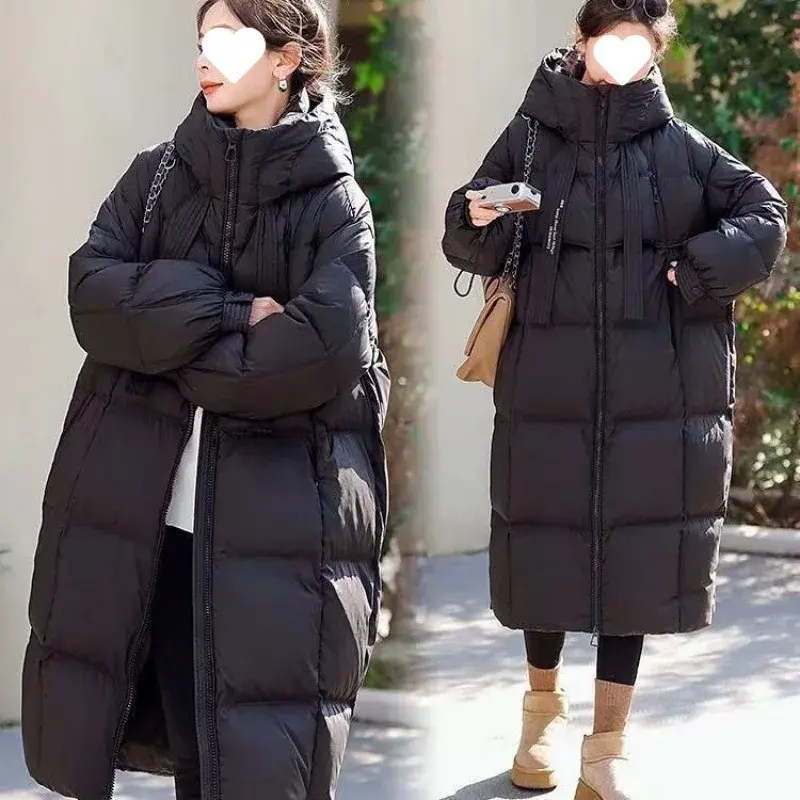 WinterCotton Coat Korean Style Thickened Cotton Padded Loose Fit Long New 2024 Model Hooded Down Padded Jacket Jacket