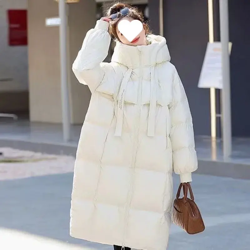 WinterCotton Coat Korean Style Thickened Cotton Padded Loose Fit Long New 2024 Model Hooded Down Padded Jacket Jacket