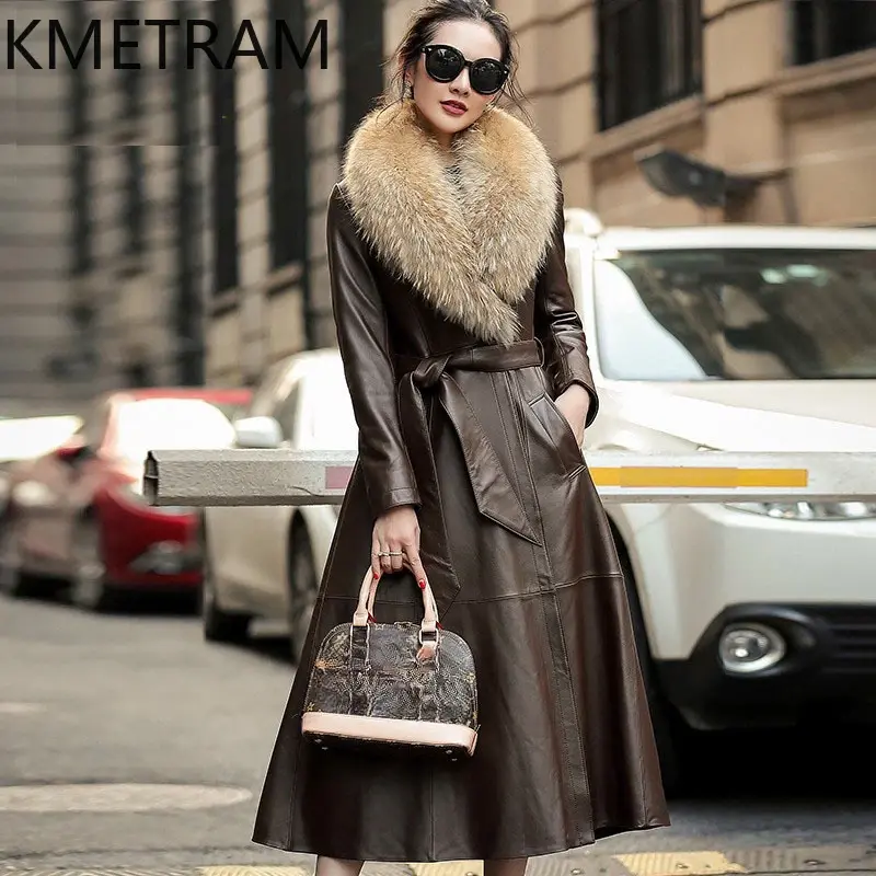 100% Sheepskin Down Coats Women Clothing Luxury Long Genuine Leather Jacket Raccoon Fur Collar Winter Coat 2024 Пуховик Женский