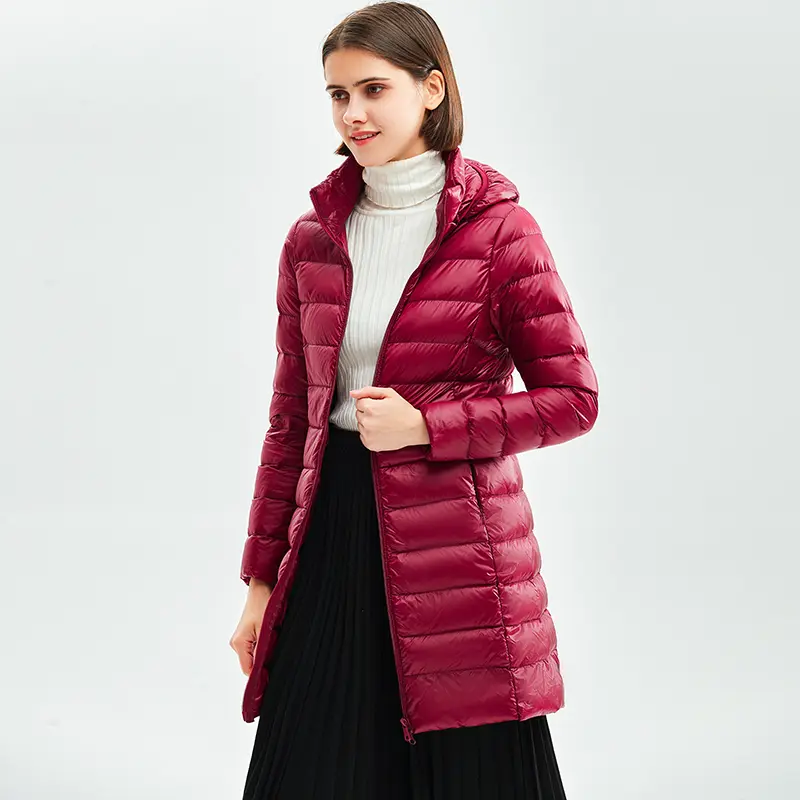 Plus Size New Female Ultralight Thin Packable Down X-Long Jacket Korean Slim Fit Office Lady Detachable Women Puffer Coats