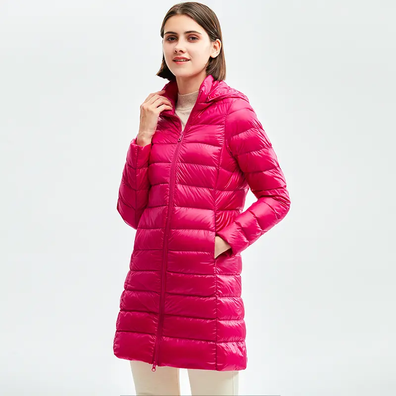 Plus Size New Female Ultralight Thin Packable Down X-Long Jacket Korean Slim Fit Office Lady Detachable Women Puffer Coats