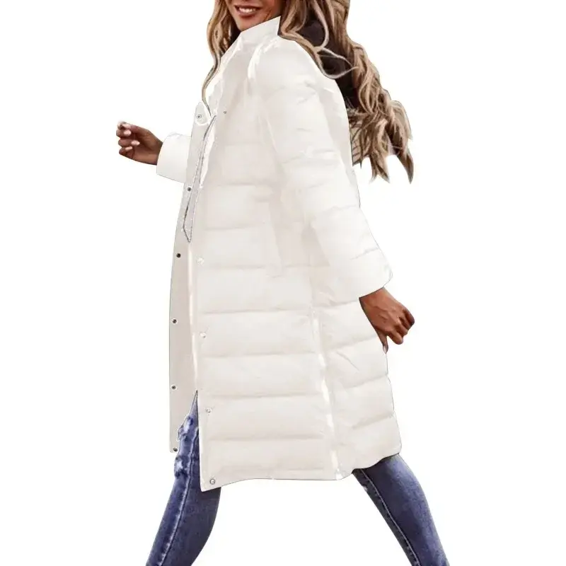 Women's Long Down Jacket With Hood Winter Warm Lightweight Quilted  Autumn Winter Coat Spray-bonded Wadding