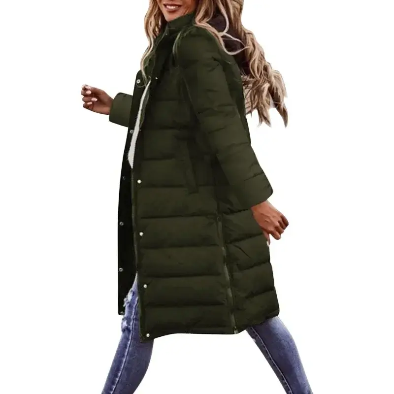Women's Long Down Jacket With Hood Winter Warm Lightweight Quilted  Autumn Winter Coat Spray-bonded Wadding