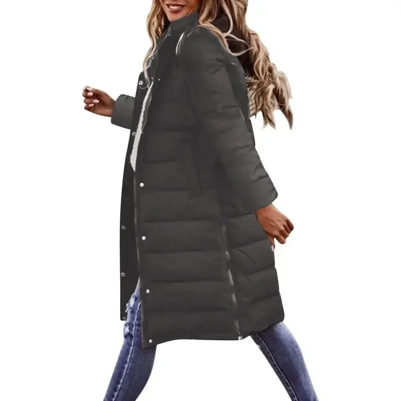 Women's Long Down Jacket With Hood Winter Warm Lightweight Quilted  Autumn Winter Coat Spray-bonded Wadding