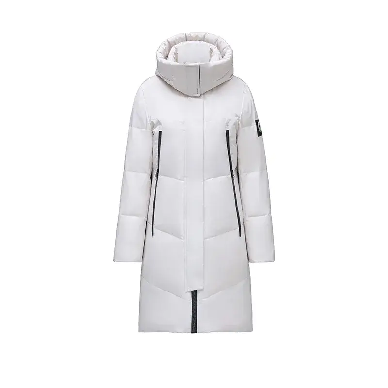 Plus Size Women's Winter Thickened Long White Duck down Cotton Jacket Stand Collar Bright Surface Warm Coat Long Sleeve Large...