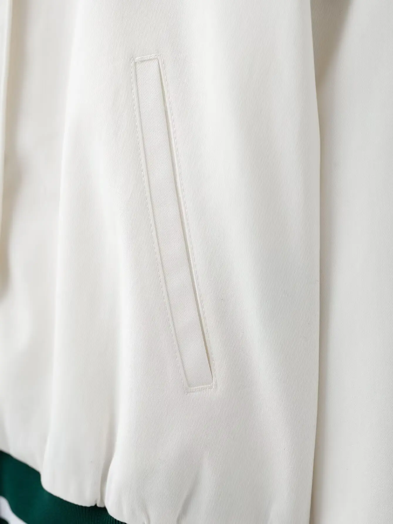 TRAFZA-Women Casual Jacket Lapel Buttons Ribbed Jacket White Splicing Green New 2025 Spring Fashion Simple Sports Female Jacket