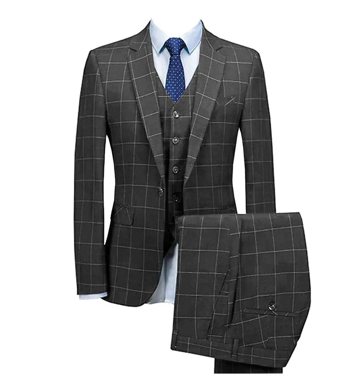 Men's Checked Three Pieces Tuxedos Formal Leisure One Button Notch Lapel Suit  Groom Business Tuxedos men suits wedding prom sui