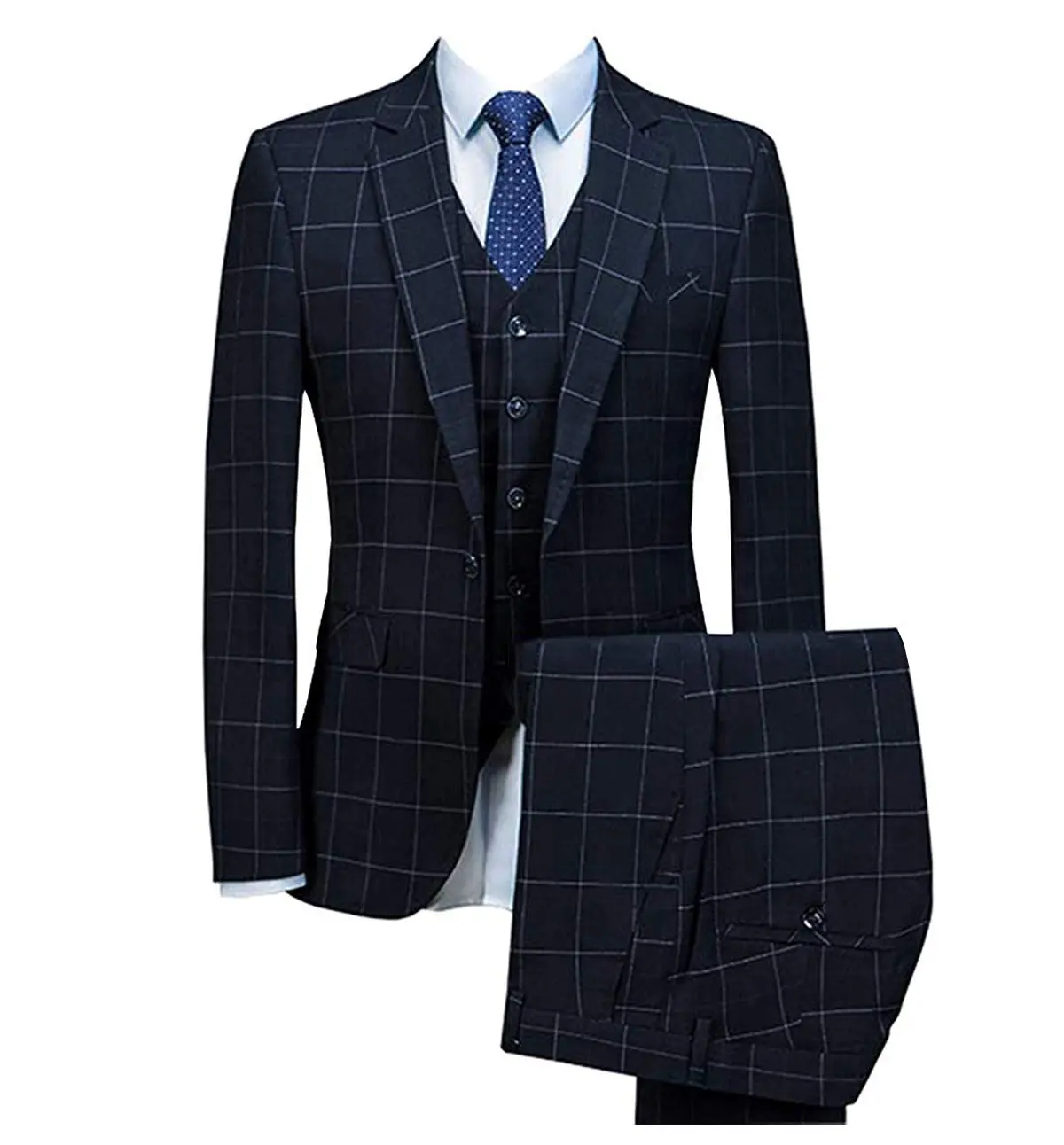 Men's Checked Three Pieces Tuxedos Formal Leisure One Button Notch Lapel Suit  Groom Business Tuxedos men suits wedding prom sui
