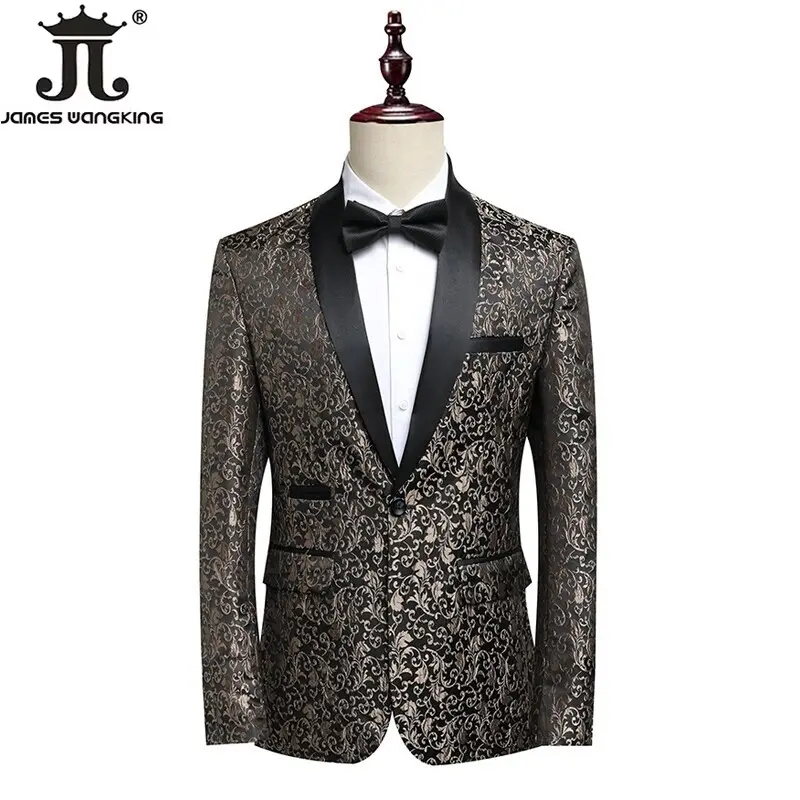 Luxurious Mens Fashion Boutique Formal Business Suit Jacket Male Blazer Groom Wedding Dress Stage Performance Costume Party