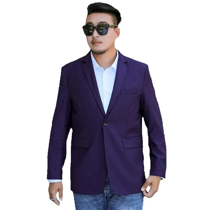 8XL Asian Size Men's Suit Jacket, Single Breasted V-Neck Coat, Business Casual Office Blazer, Purple Blue Gray Black 5XL 6XL 7XL