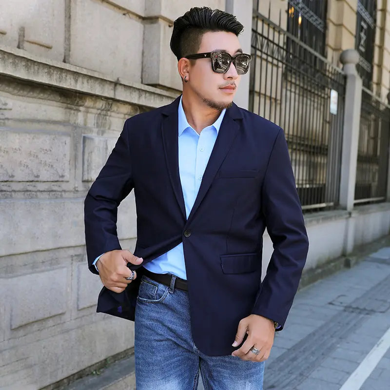 8XL Asian Size Men's Suit Jacket, Single Breasted V-Neck Coat, Business Casual Office Blazer, Purple Blue Gray Black 5XL 6XL 7XL
