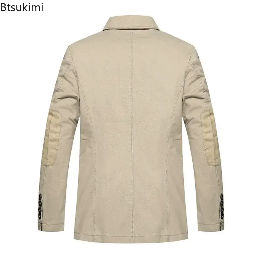 New Men's Blazer Jackets Fashion Plus Size Pure Cotton Suit Coats Men Trend Streetwear Solid Slim Business Casual Jacket for Men